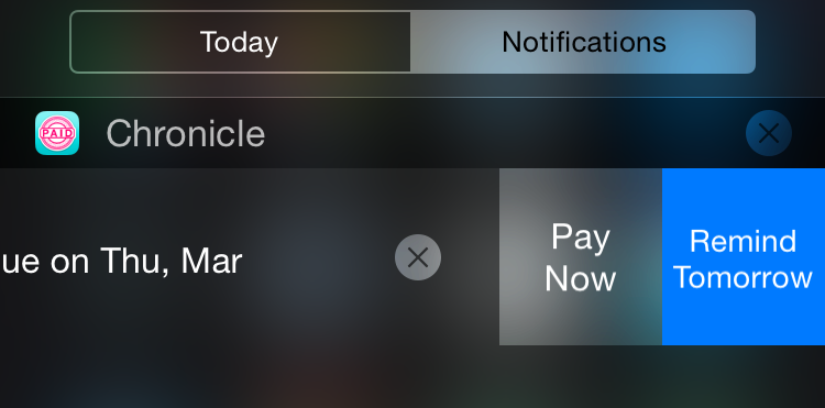 Accessing Chronicle's interactive notifications.